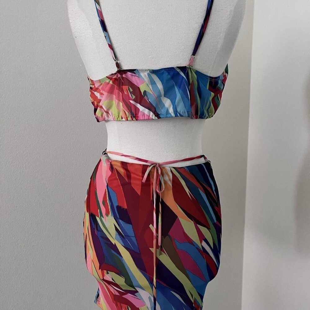 Blanc Clothingsexy mesh bodycon mini dress size large open back & sides stretch - Picture 9 of 11